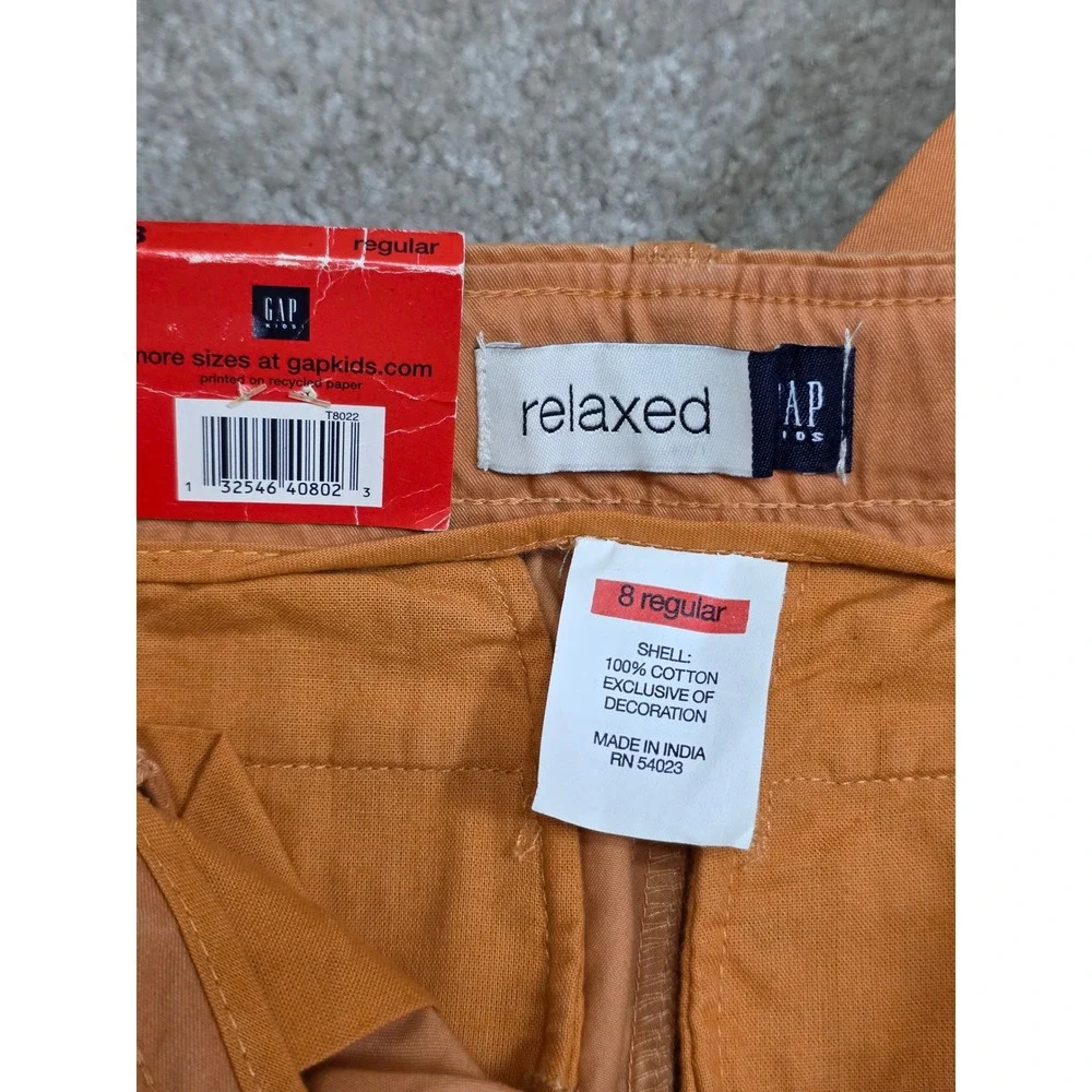 Gap Kids Relaxed Fit Chino Pants Orange Size 8 Regular NWT Adjustable Waist